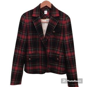 VTG J Crew Wool Jacket Blazer Coat SZ 4 Tartan
